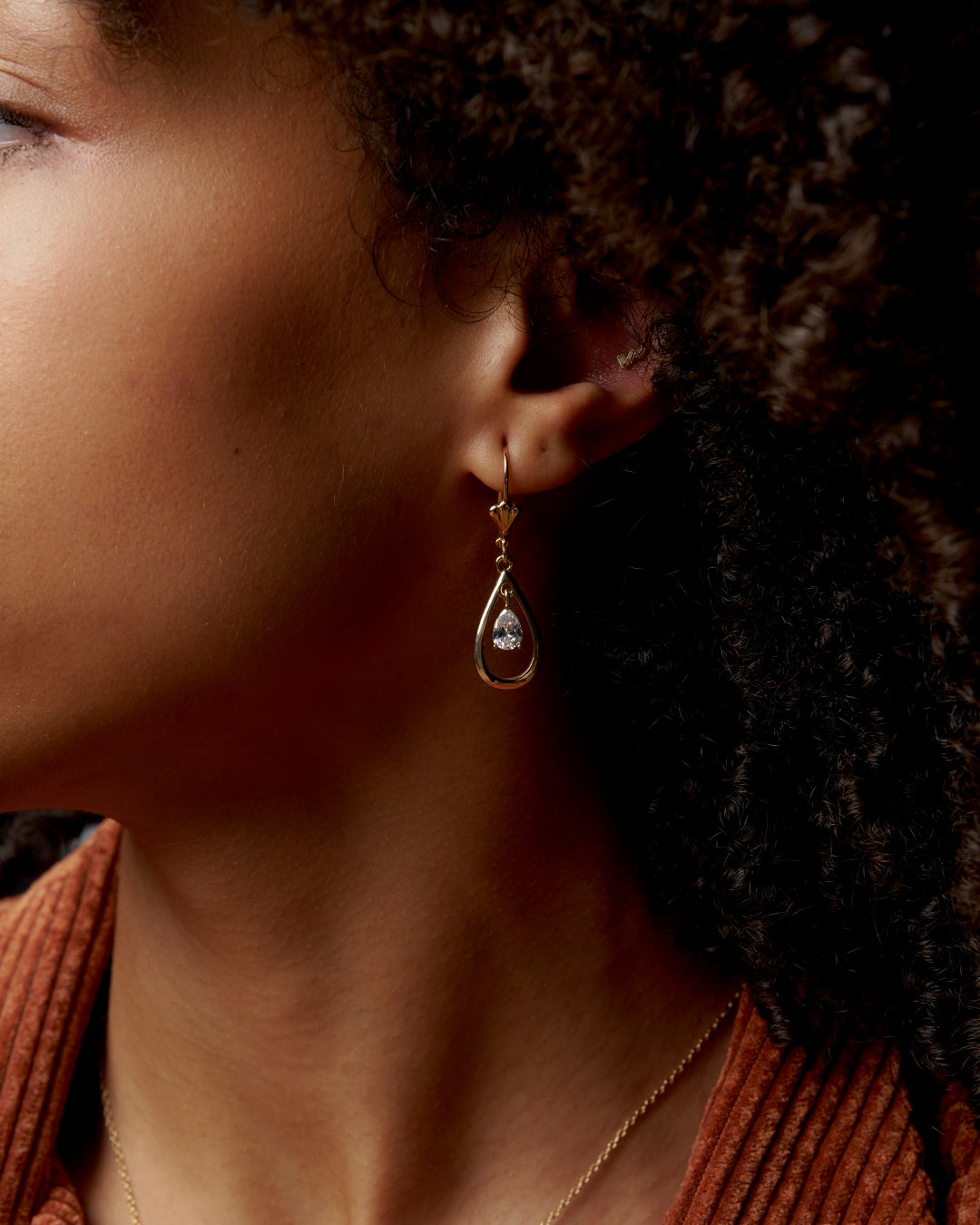 18ct Gold Plated Teardrop Dangle Earrings | Fossia