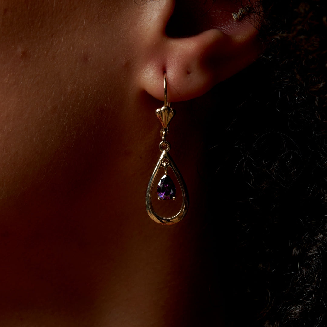 18ct Gold Plated Teardrop Dangle Earrings | Fossia