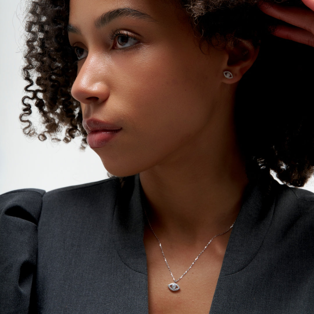 Sterling Silver Evil Eye Necklace | Hera