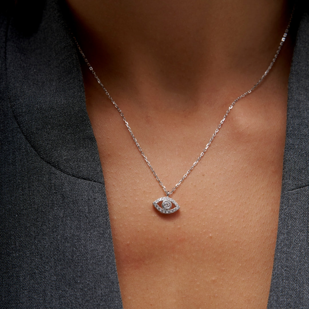 Sterling Silver Evil Eye Necklace | Hera