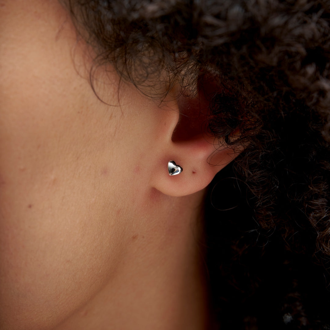 Sterling Silver Heart Stud Earrings | Pipa