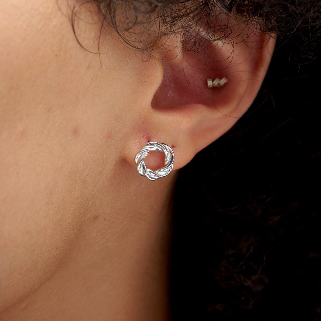 Sterling Silver Knot Stud Earrings | Valencia