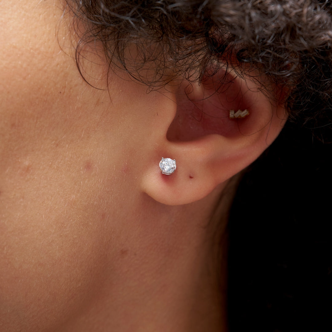 Sterling Silver Solitaire Stud Earrings | Mona
