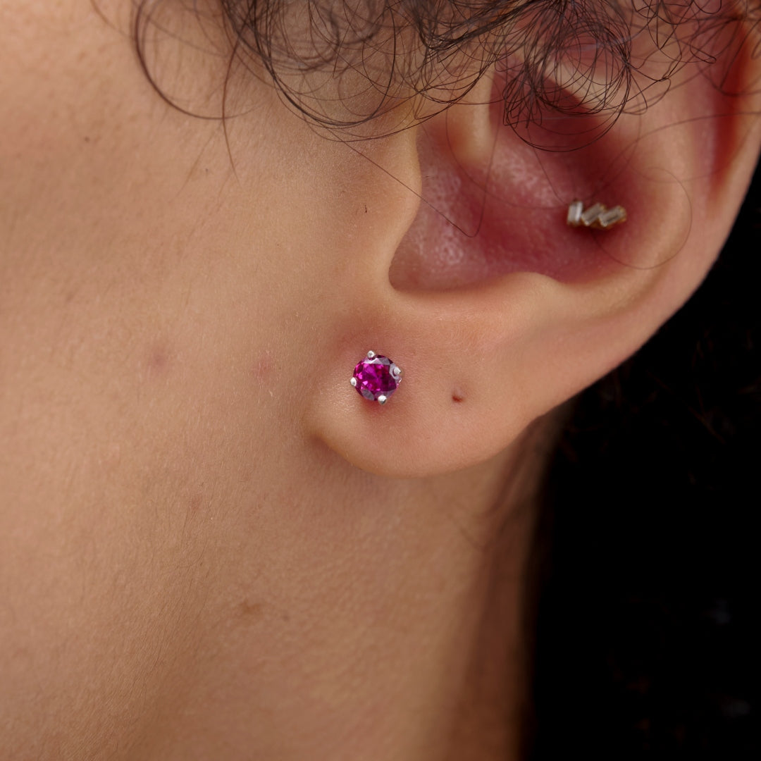 Sterling Silver Coloured Stone Stud Earrings | Aude
