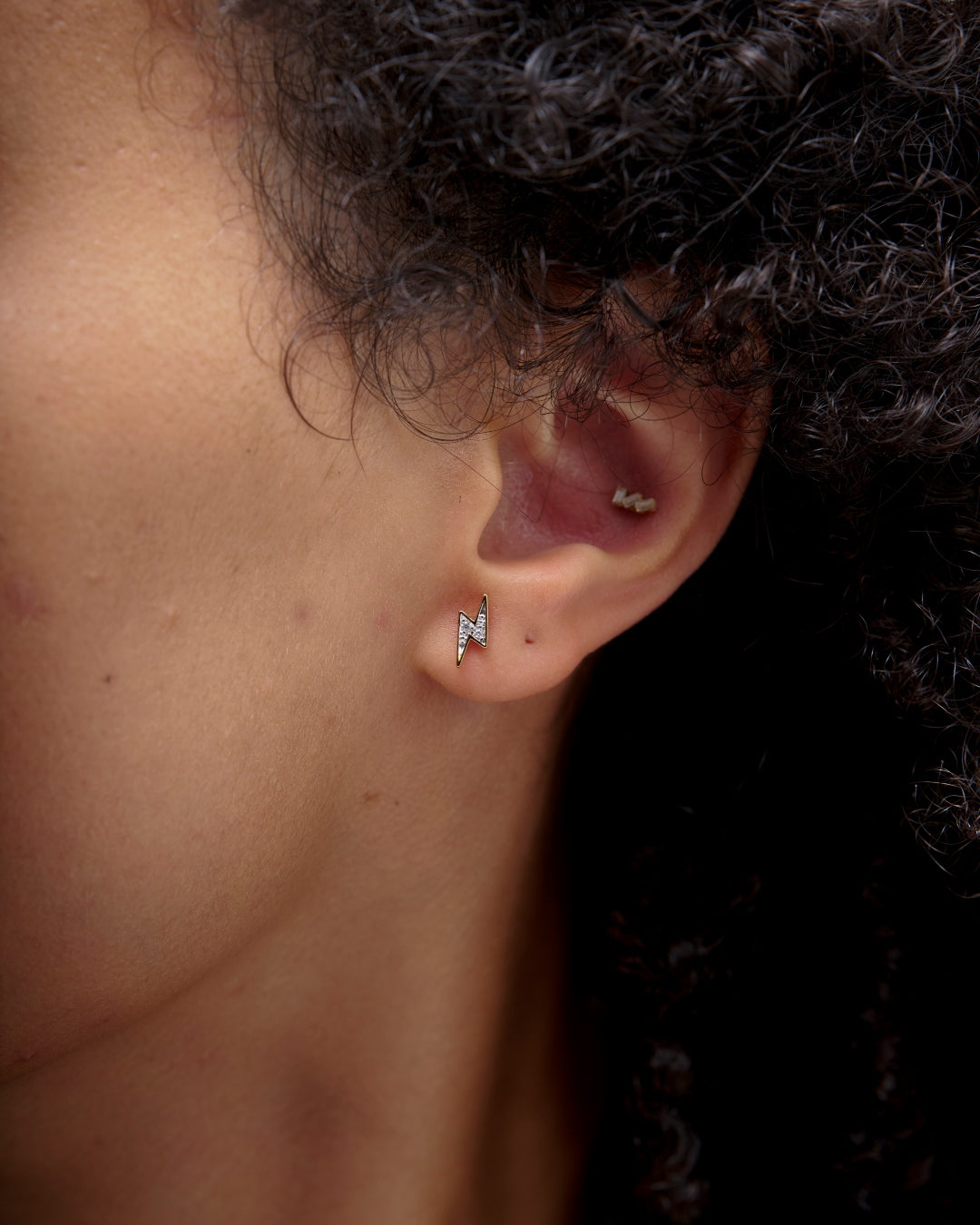 18ct Gold Plated Lightning Bolt Stud Earrings | Zori