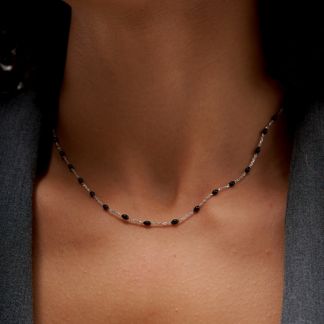 Sterling Silver Colour Bead Chain Necklace | Laila