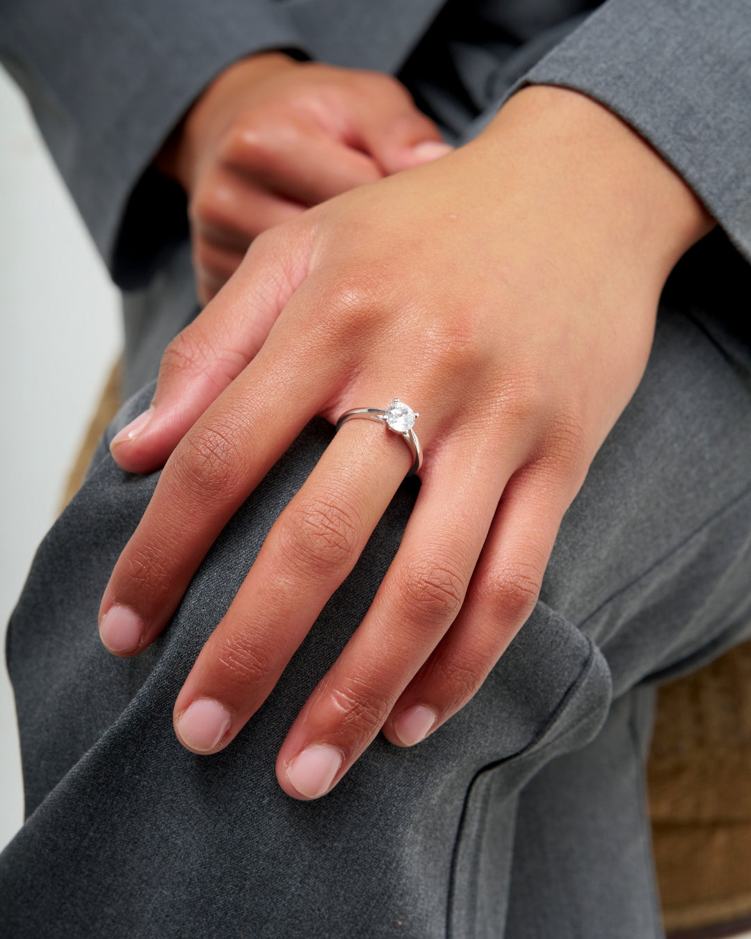 Sterling Silver Diamond Cut Solitaire Ring | Elo