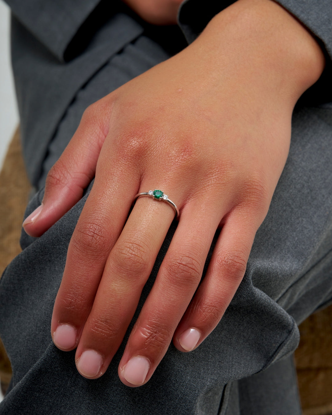 Sterling Silver Coloured Stone Solitaire Ring | Laura