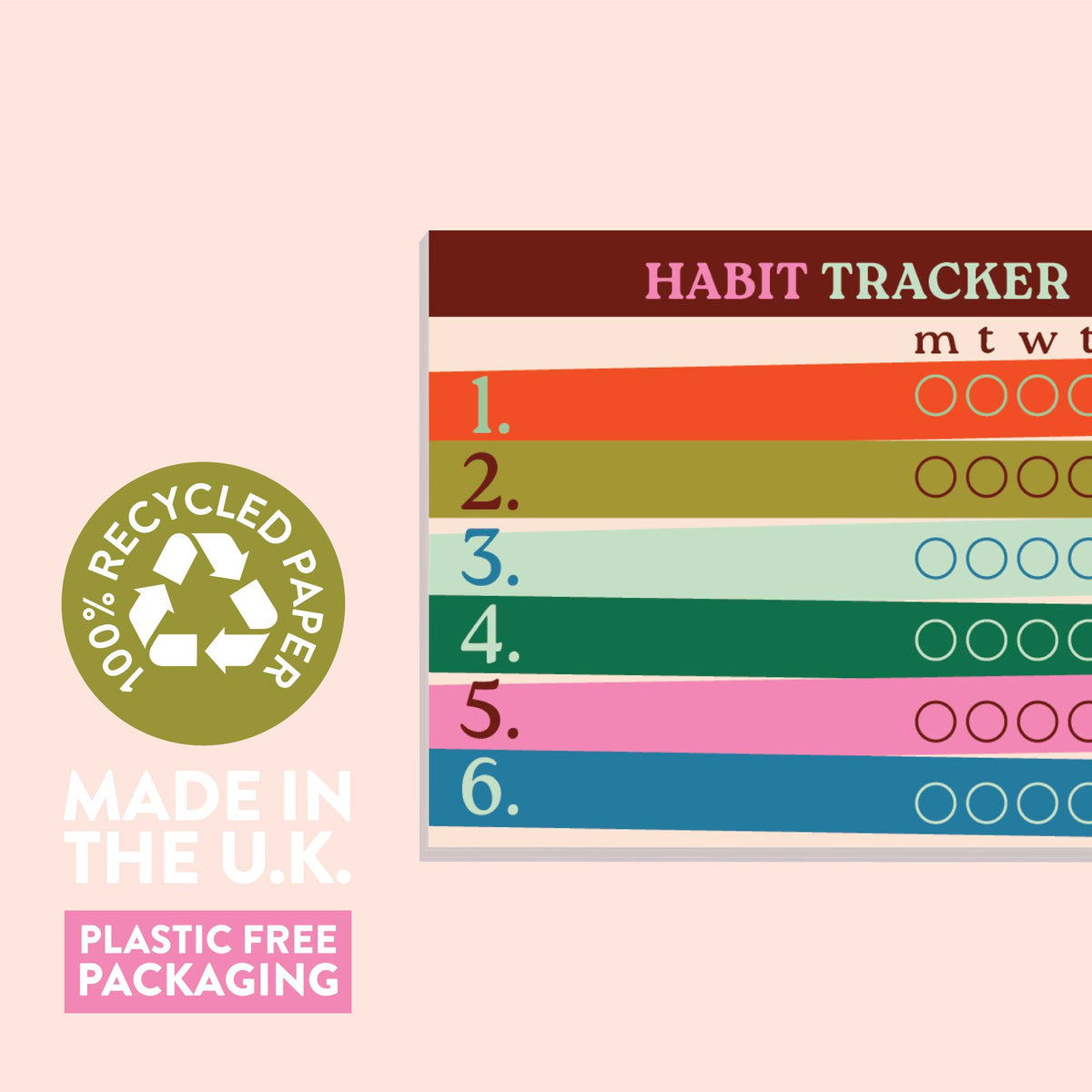 Weekly Habit Tracker A6 Pad | Work Hard, Play Nice | Good Tuesday