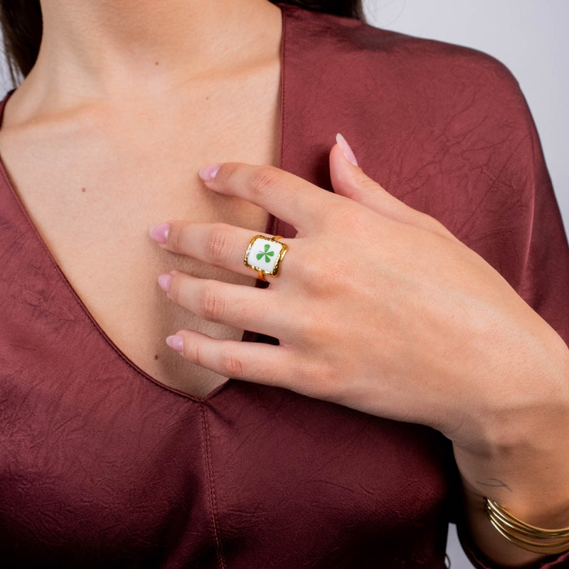 Steel Clover Adjustable Ring | Anartxy