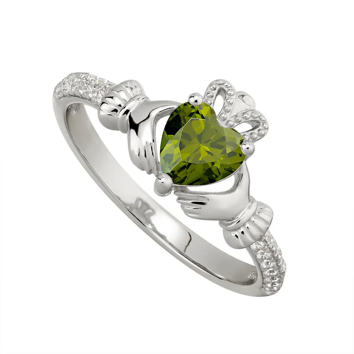 Sterling Silver Peridot Claddagh Ring | August Birthstone | Solvar