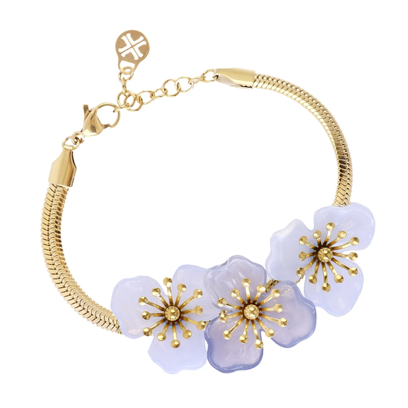 Steel Flower Herringbone Bracelet | Bloom | Anartxy