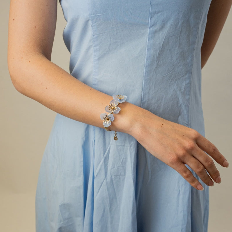 Steel Flower Herringbone Bracelet | Bloom | Anartxy