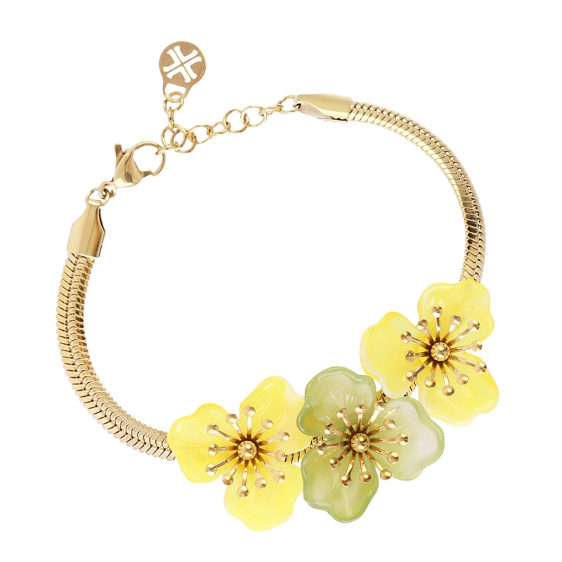 Steel Flower Herringbone Bracelet | Bloom | Anartxy