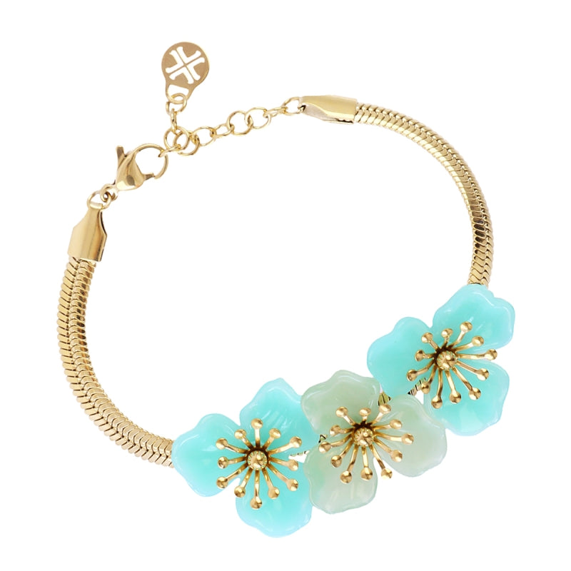 Steel Flower Herringbone Bracelet | Bloom | Anartxy