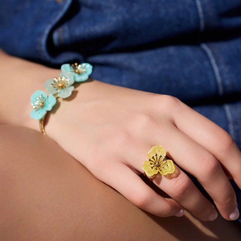 Steel Flower Herringbone Bracelet | Bloom | Anartxy
