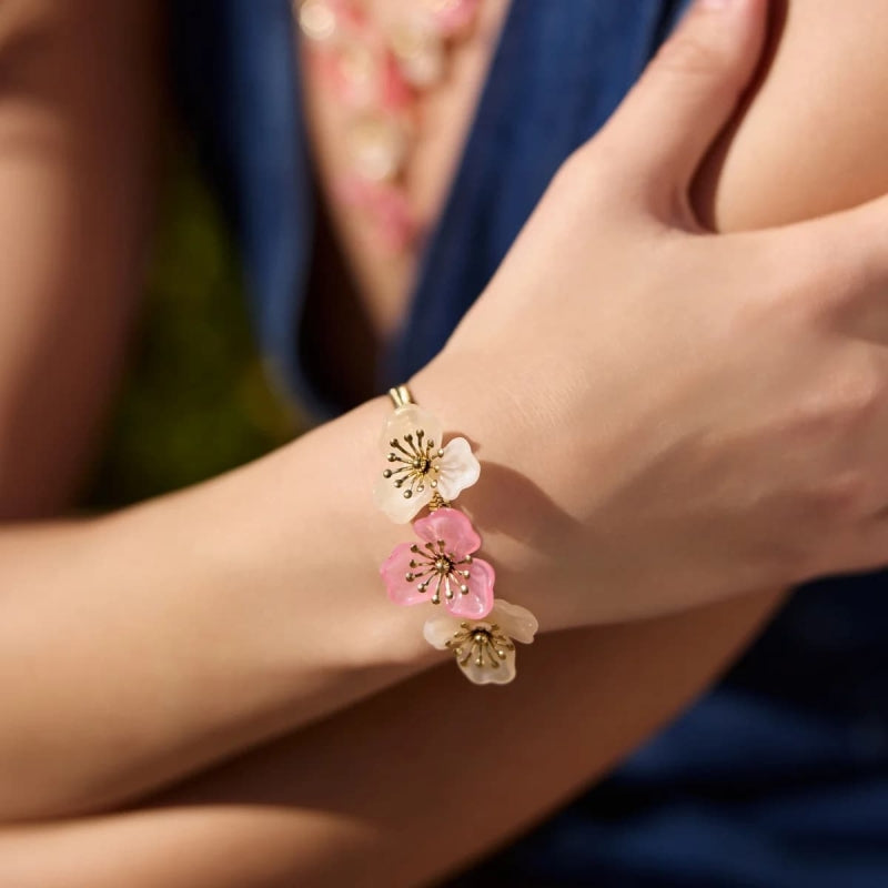 Steel Flower Herringbone Bracelet | Bloom | Anartxy