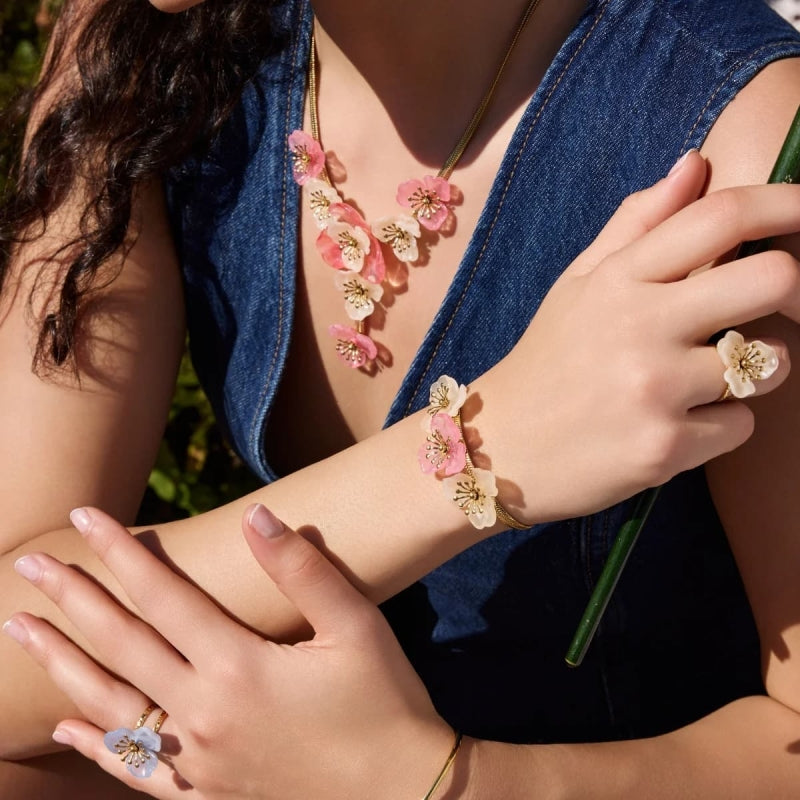 Steel Flower Herringbone Bracelet | Bloom | Anartxy