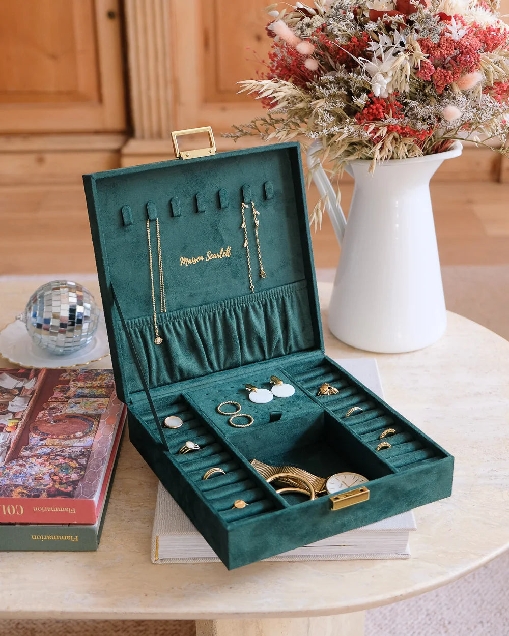 Large Square Jewellery Box | Anne | Velvet | Maison Scarlett
