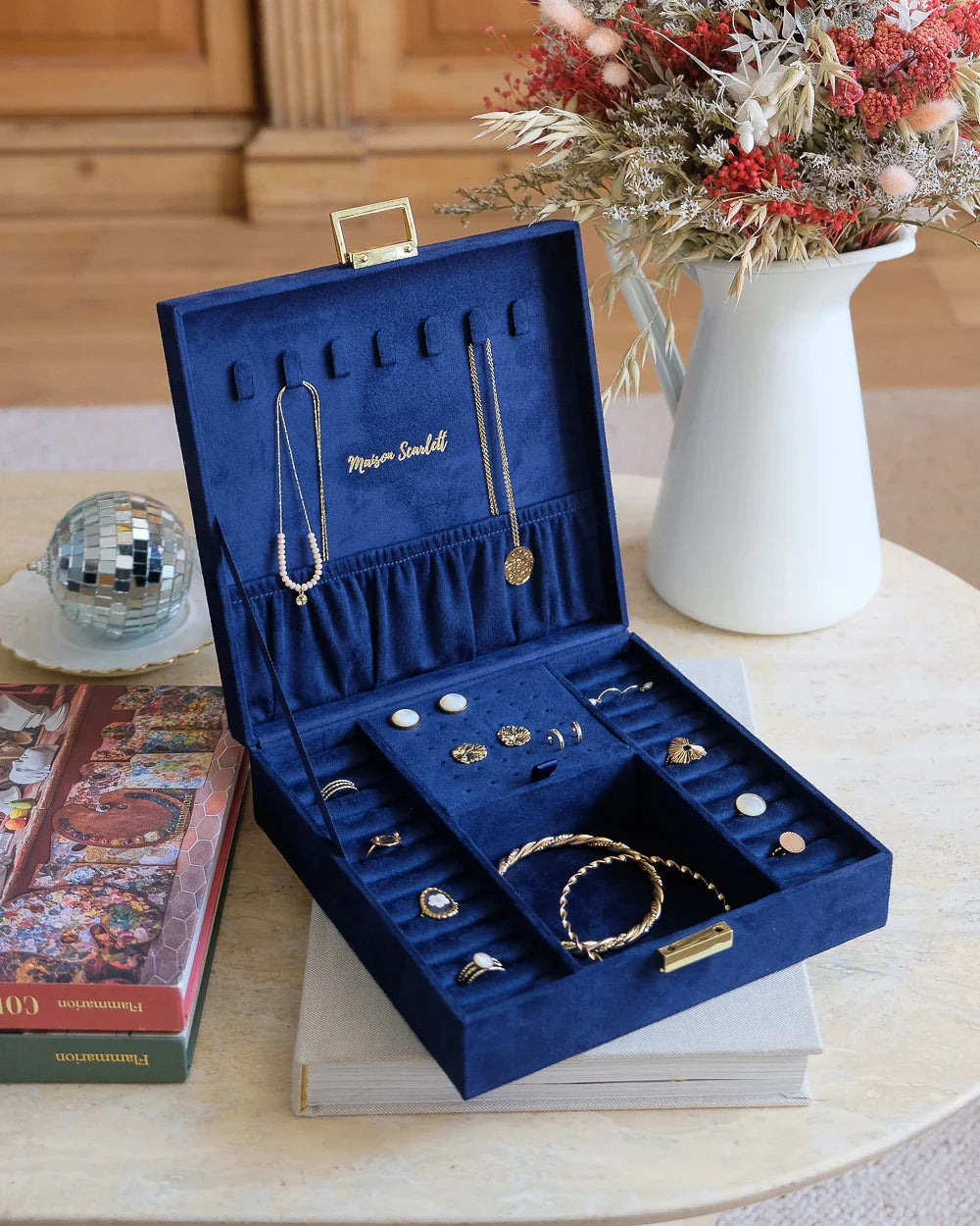 Large Square Jewellery Box | Anne | Velvet | Maison Scarlett