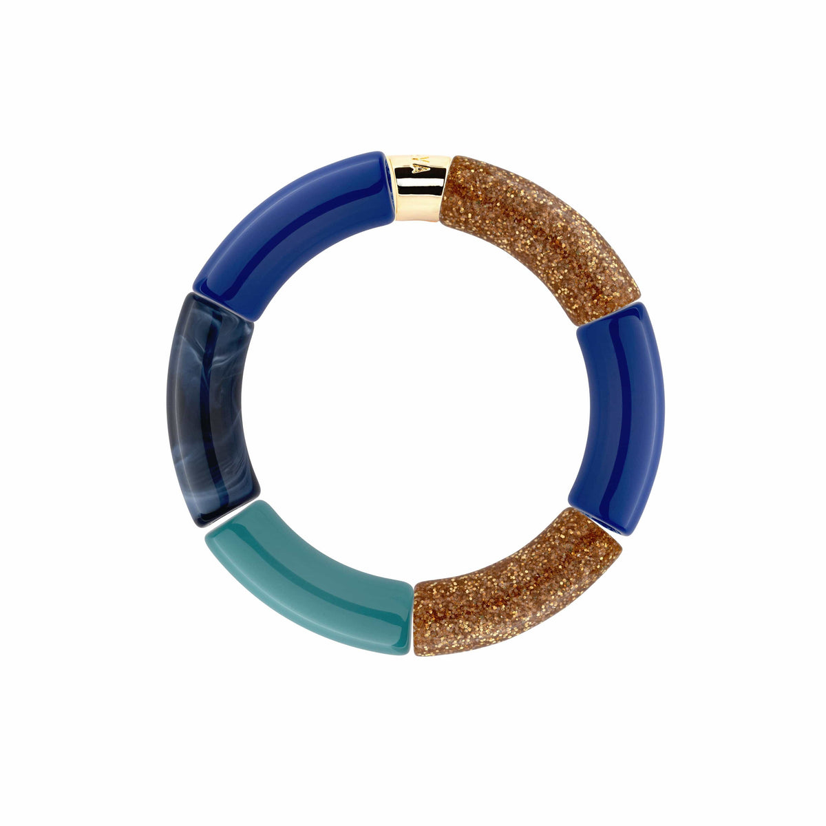 Colourful Resin Bracelet | Azul-Oro | Parabaya