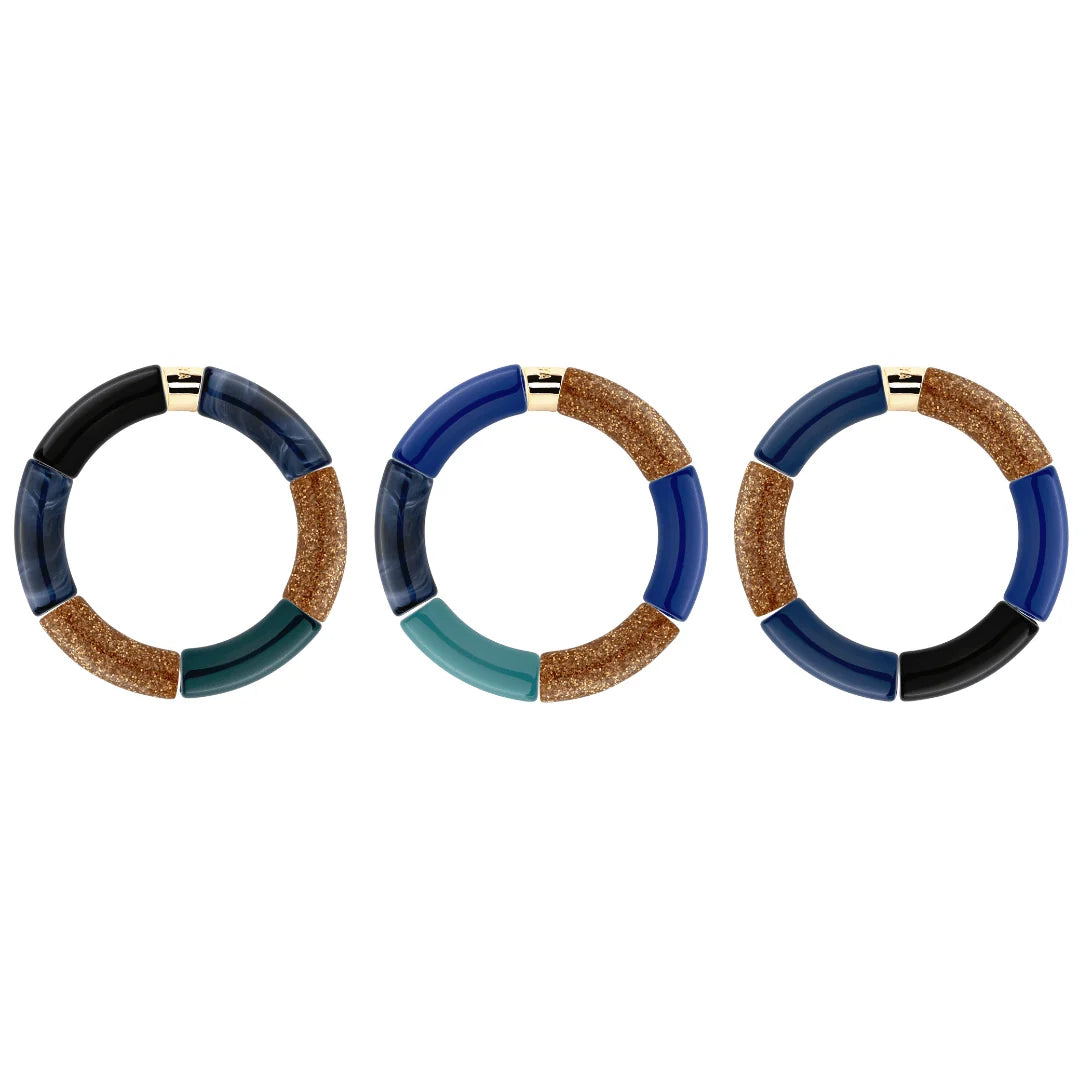Colourful Resin Bracelet | Azul-Oro | Parabaya