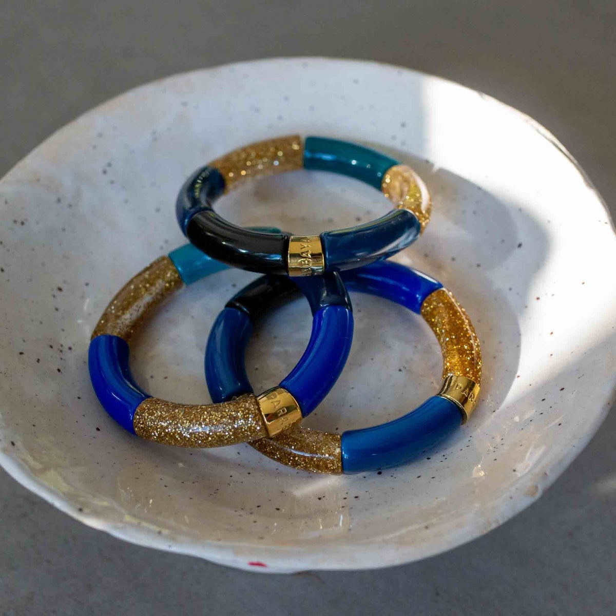Colourful Resin Bracelet | Azul-Oro | Parabaya