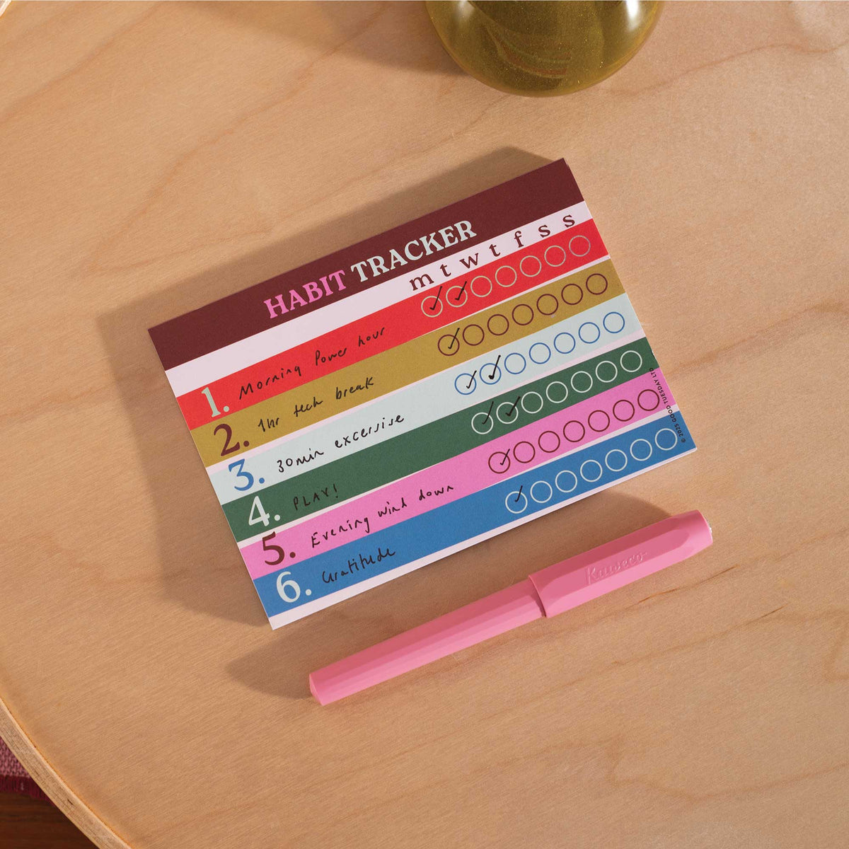 Weekly Habit Tracker A6 Pad | Work Hard, Play Nice | Good Tuesday