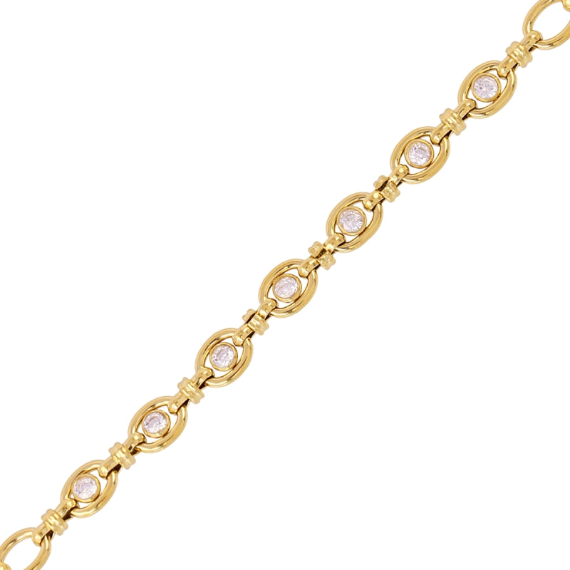 Steel Clear Stone Rolo Chain Bracelet | Anartxy