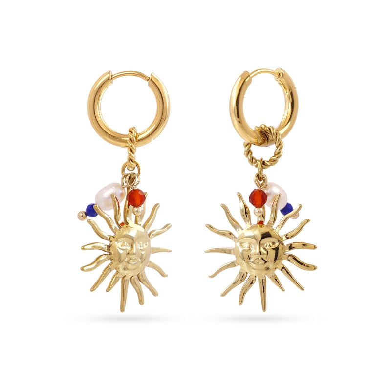 Steel Sun Charm Earrings | Anartxy