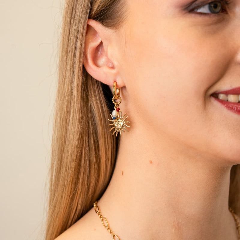Steel Sun Charm Earrings | Anartxy