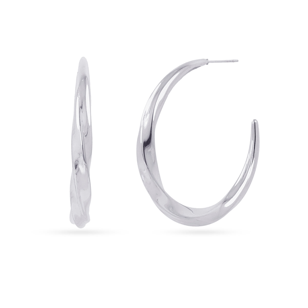 Steel Large Twist Hoop Earrings | Anartxy