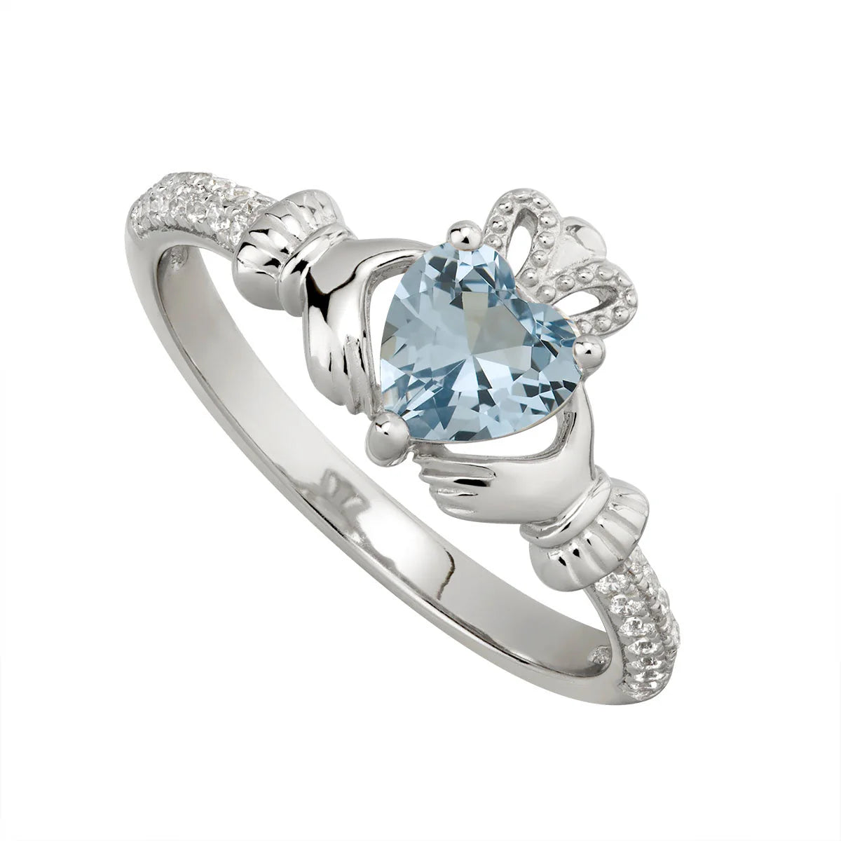 Sterling Silver Zircon Claddagh Ring | December Birthstone | Solvar