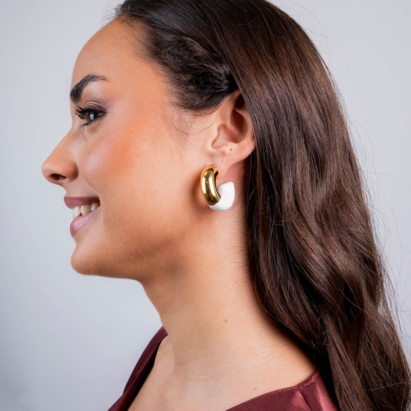 Steel Chunky Coloured Hoop Earrings | Anartxy