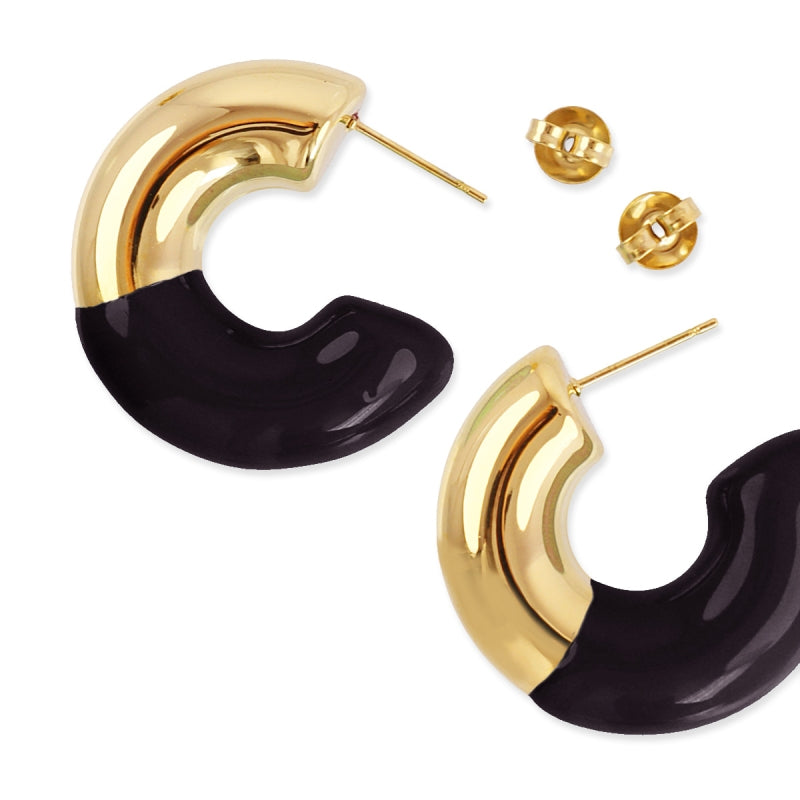 Steel Chunky Coloured Hoop Earrings | Anartxy