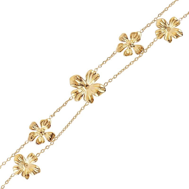 Steel Flower Double Chain Bracelet | Anartxy