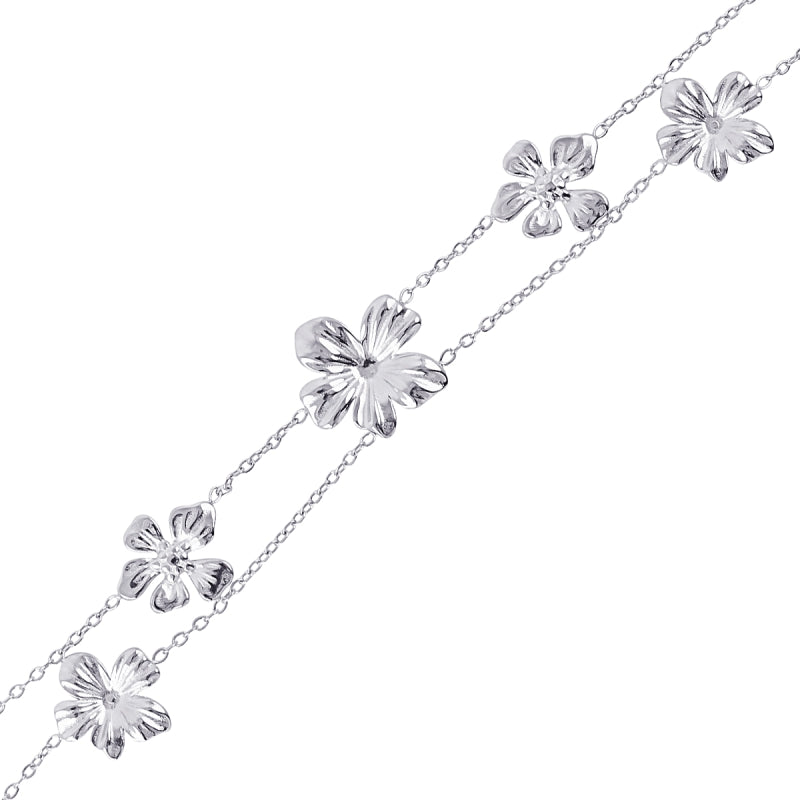 Steel Flower Double Chain Bracelet | Anartxy