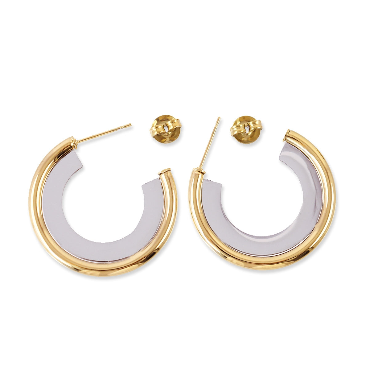Steel Mixed Metal Flat Hoop Earrings | Anartxy