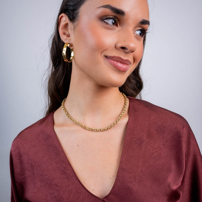 Steel Textured Double Link Chain Necklace | Anartxy