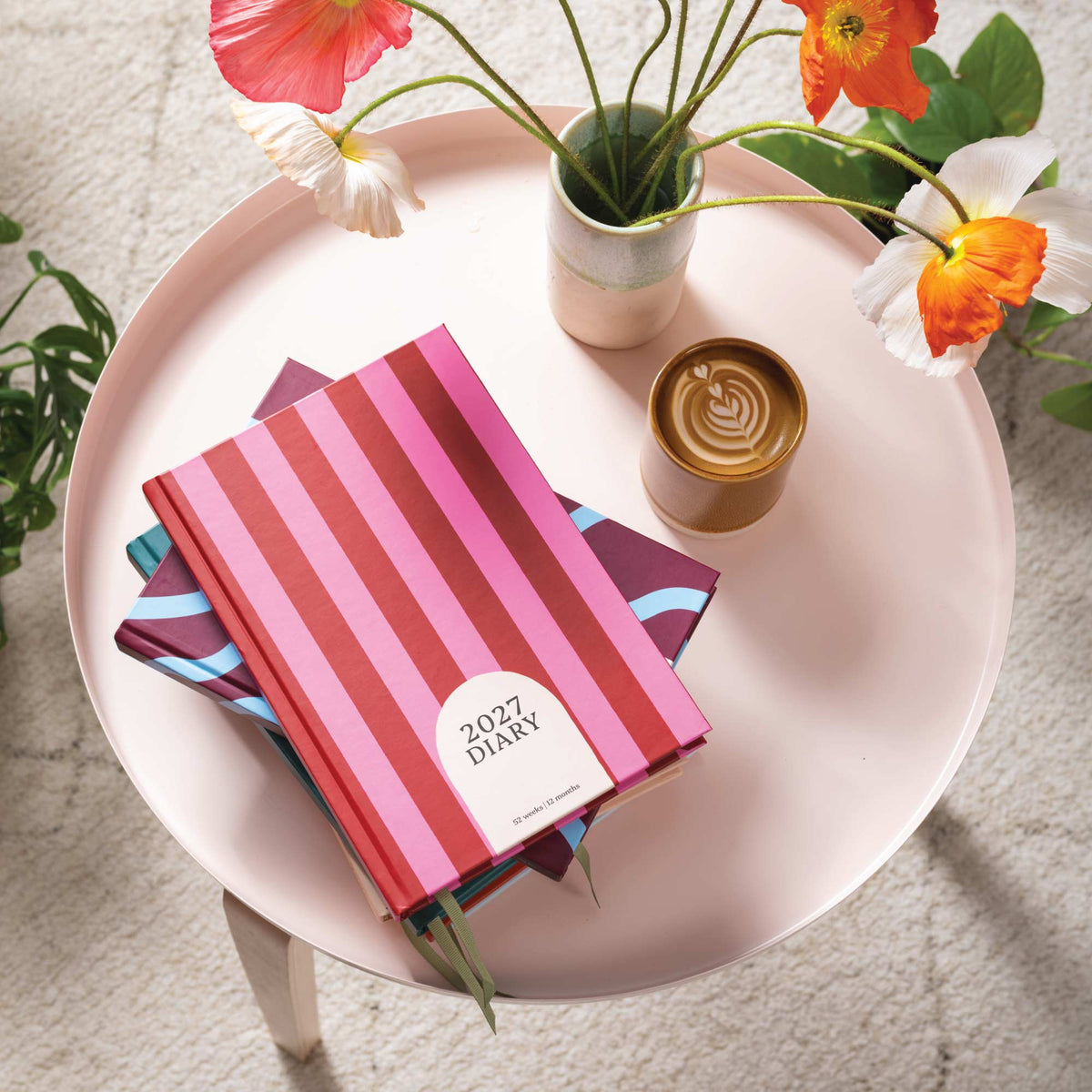 2027 Diary | A5 Hardcover Week to View | Pink & Red Stripe | Good Tuesday