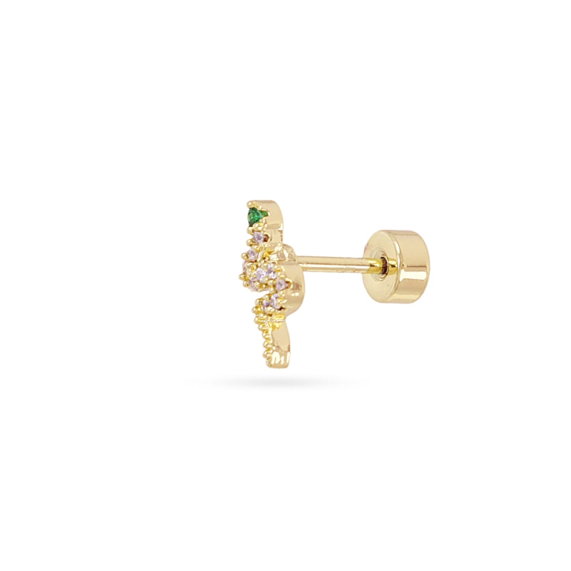 Steel Snake Flat Back Single Stud Earring | Anartxy