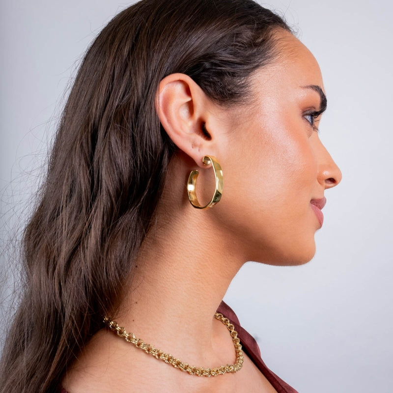 Steel Hammered Organic Hoop Earrings | Anartxy