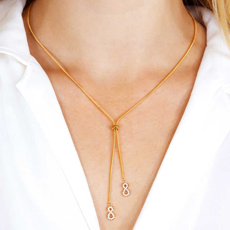 Steel Infinity Lariat Necklace | Anartxy