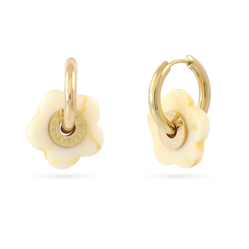 Steel Resin Flower Hoop Earrings | Bloom | Anartxy