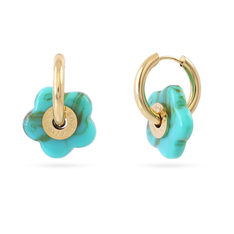 Steel Resin Flower Hoop Earrings | Bloom | Anartxy