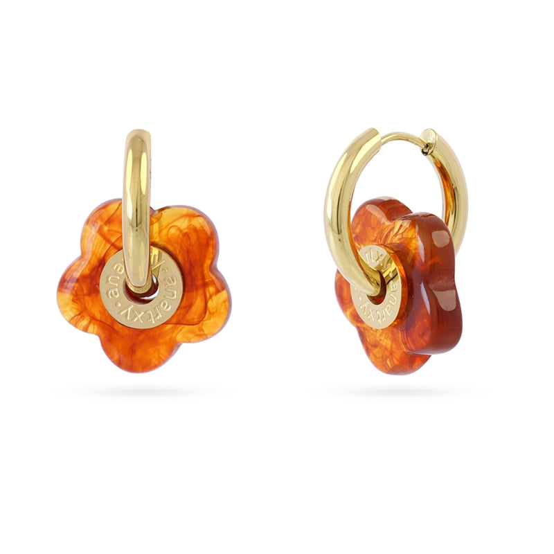 Steel Resin Flower Hoop Earrings | Bloom | Anartxy
