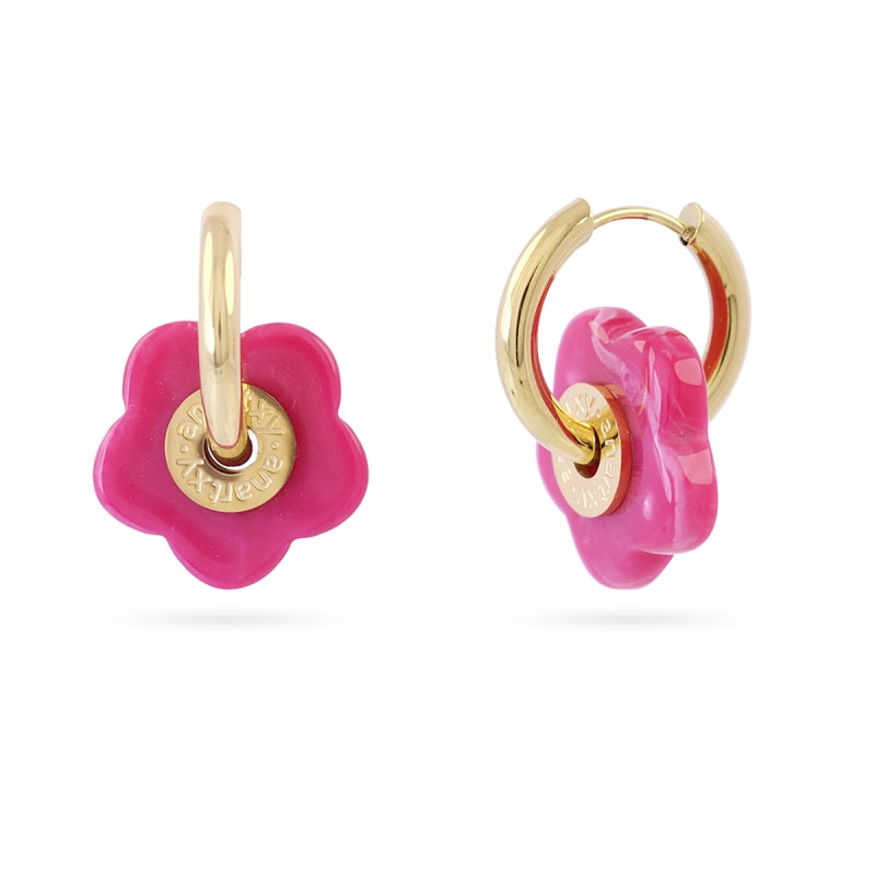 Steel Resin Flower Hoop Earrings | Bloom | Anartxy