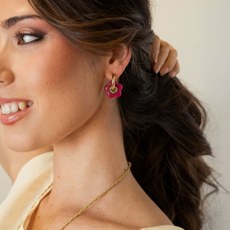 Steel Resin Flower Hoop Earrings | Bloom | Anartxy