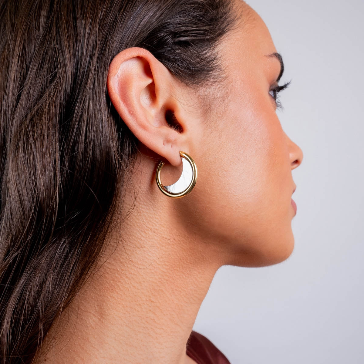 Steel Half Moon Hoop Earrings | Anartxy