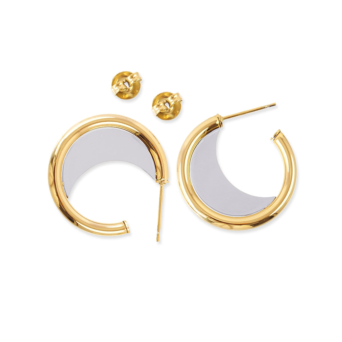 Steel Half Moon Hoop Earrings | Anartxy